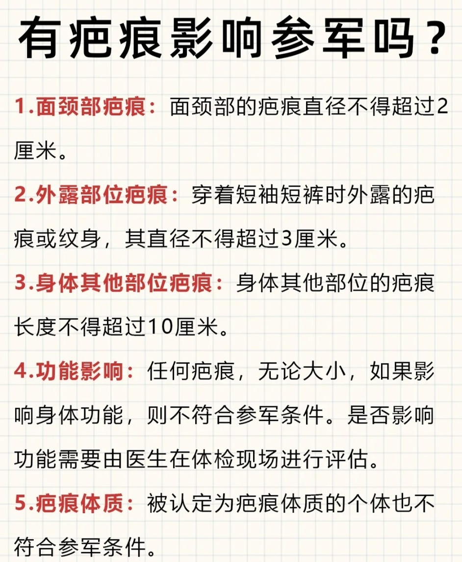 什么樣的疤痕不能當兵？深度解析征兵體檢標準中的疤痕要求，征兵體檢標準中的疤痕要求深度解析，哪些疤痕影響當兵資格？
